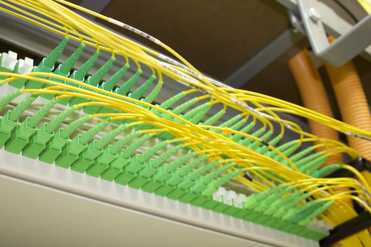 Netzwerk-Patchkabel werden am Patchpanel sauber sortiert — saubere Verkabelung ist das Fundament jedes LAN